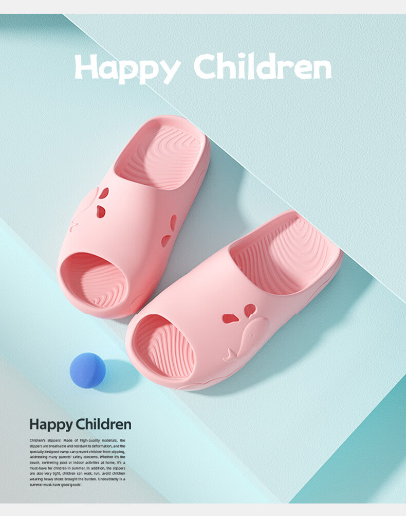 GUOLUOFEI Non-Slip Children's Slippers Summer Boys and Girls Cartoon Bathroom Bathing Sandals Pink Size 31-32 15