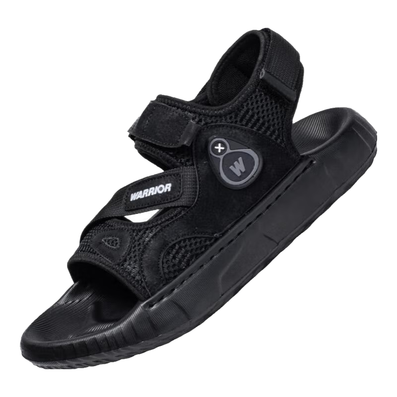 Warrior Men's Summer Outdoor Casual Comfortable Sandals Fashionable Breathable Versatile Non-Slip Shoes Black Size 41