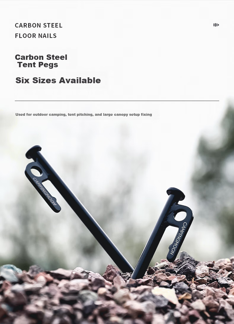 Campingmoon Ke Man Ground Stake Set, Ke Man Tent Stakes, Tarpaulin Ground Stakes, Windproof Ground Stakes, High Hardness Carbon Steel T20CM, 8 Pieces 1