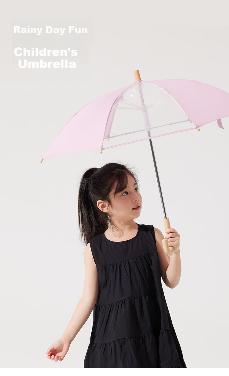 Obsu Japanese Transparent Children's Umbrella with Long Handle, Lightweight POE Cute Fresh Gentleman Blue Children's Transparent Umbrella 3