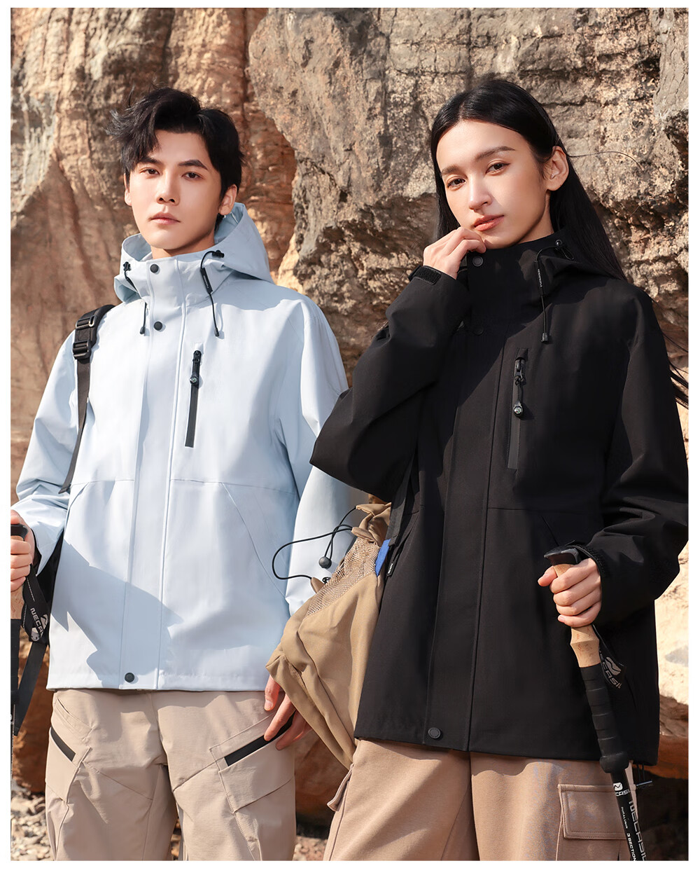 HERDE PEOPLE Muhuangzhe Spring And Autumn Unisex Functional Windproof And Waterproof Outdoor Sports Mountaineering Jacket, Glacier Blue, Size S 3