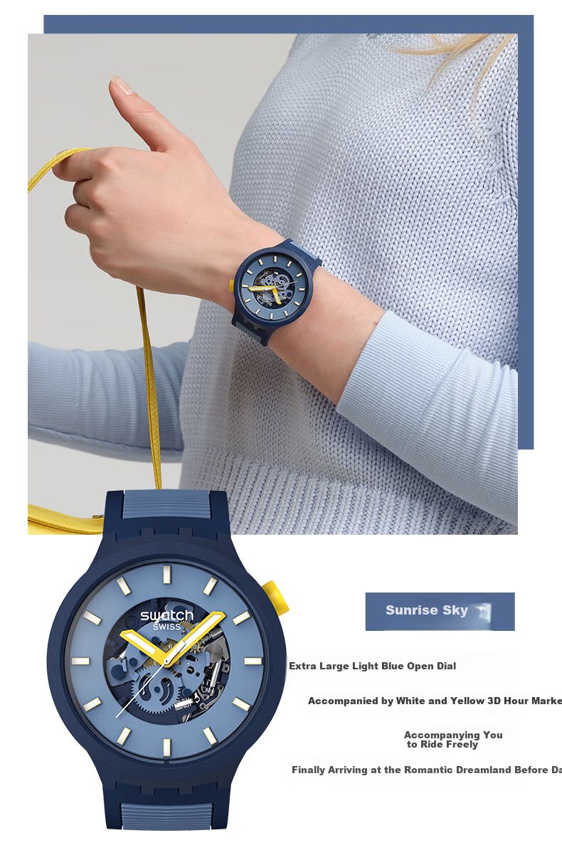 Swatch Swiss Watch, Skeleton Large Dial Trendy Gift for Boyfriend, Exam Watch Wristwatch Graduation Present, Black Night Starry Sky 3