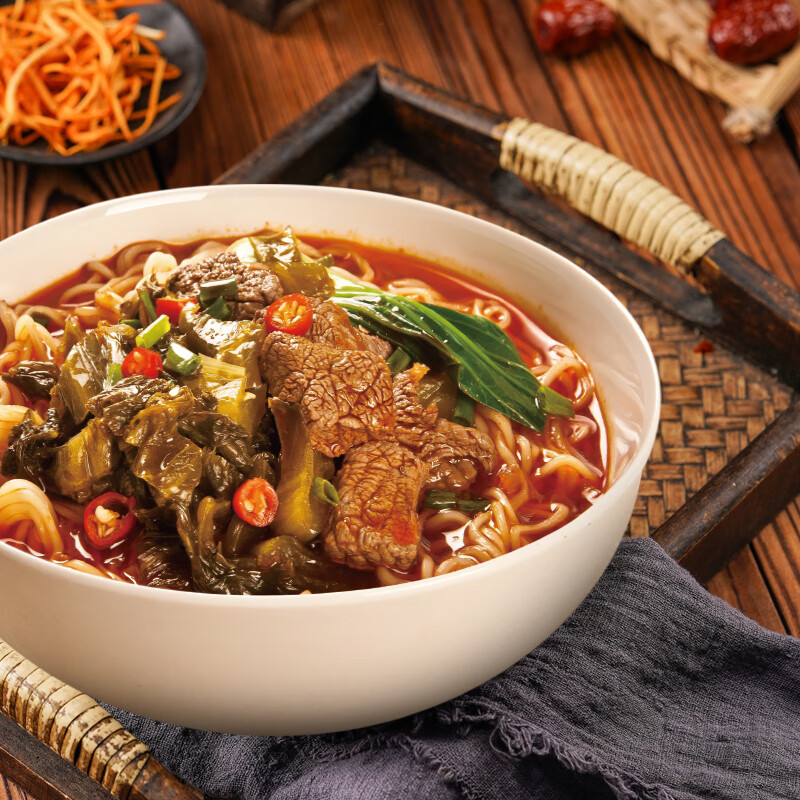 五谷道場非油炸方便面 陆虎同款 酸辣牛肉面5连包速食泡面119g*5包 免煮