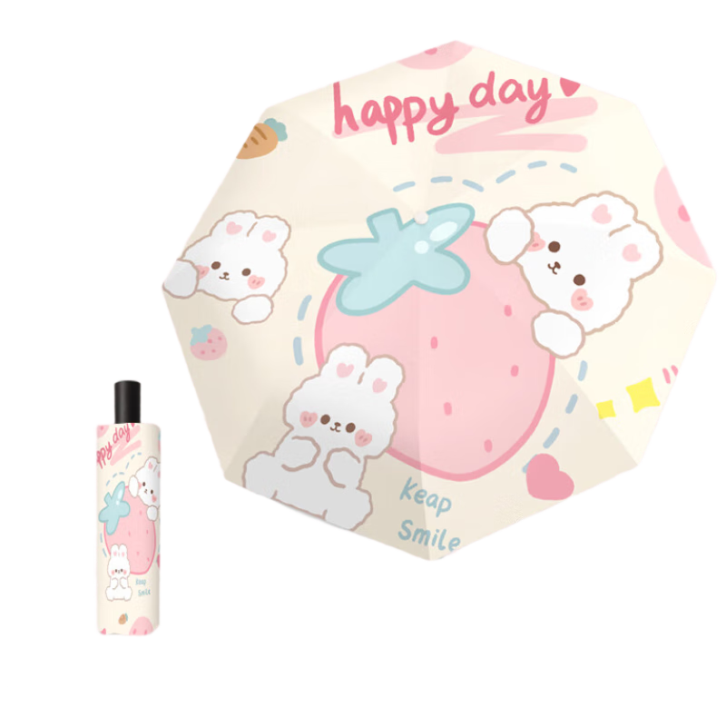 Fanyejia Cute Children's Umbrella for Girls, Foldable Black Umbrella, Sun Protection, UV Protection, Sunshade, Specialized for Primary School Students, Dual-Use Umbrella for Sunny And Rainy Days