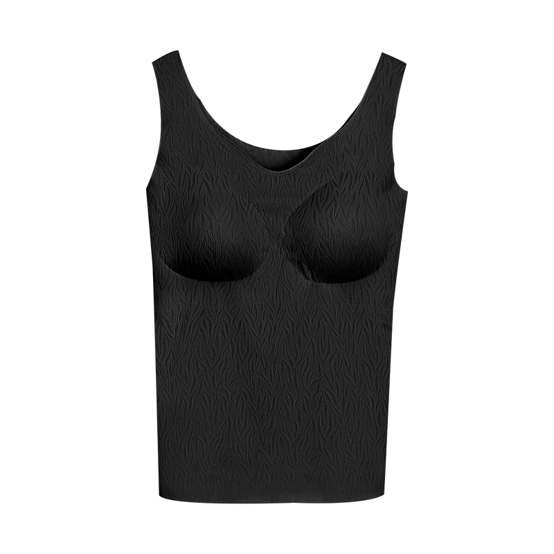 Hongdou Women's Ice Silk Seamless Jacquard Vest Bra-Free Removable Padding Wide Strap Camisole