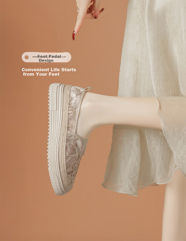 ZHR Fisherman Shoes for Women, Breathable Mesh Casual Fabric Shoes, Versatile Comfortable Thick-Soled Flats, M626 Gold, Size 37 3
