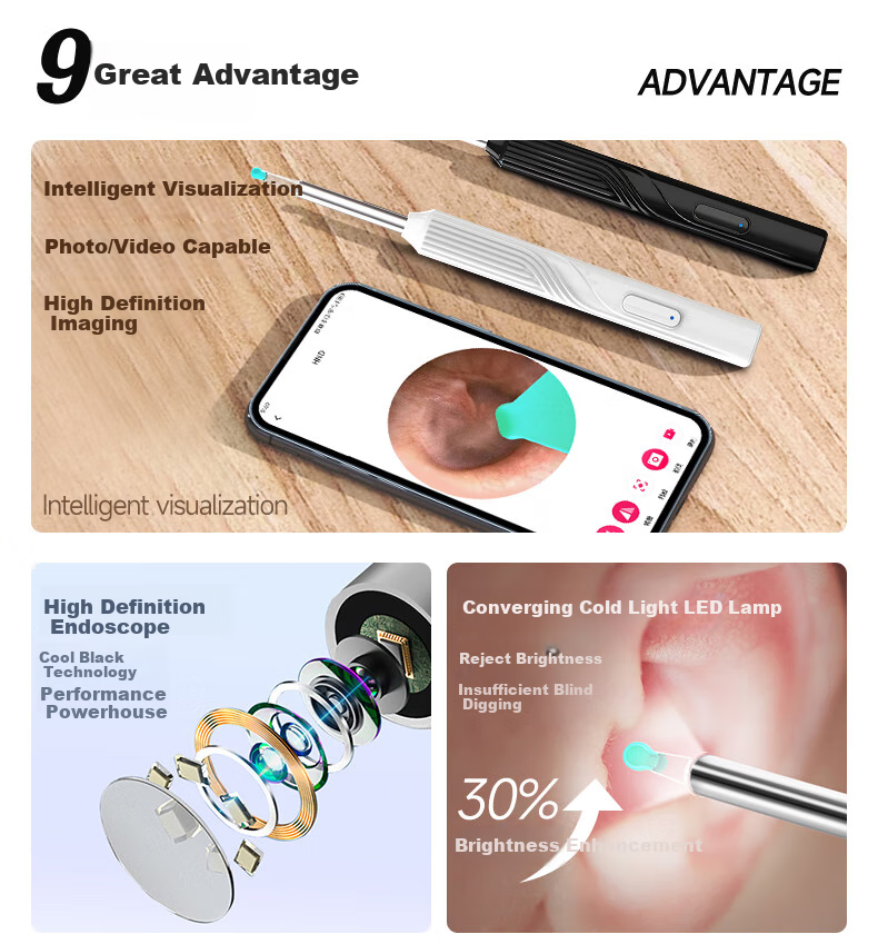CIIYIIMEN Intelligent Visual Ear Pick High-Definition Ear Cleaning Tool for Adults And Children, Luminous Ear Spoon, White 2