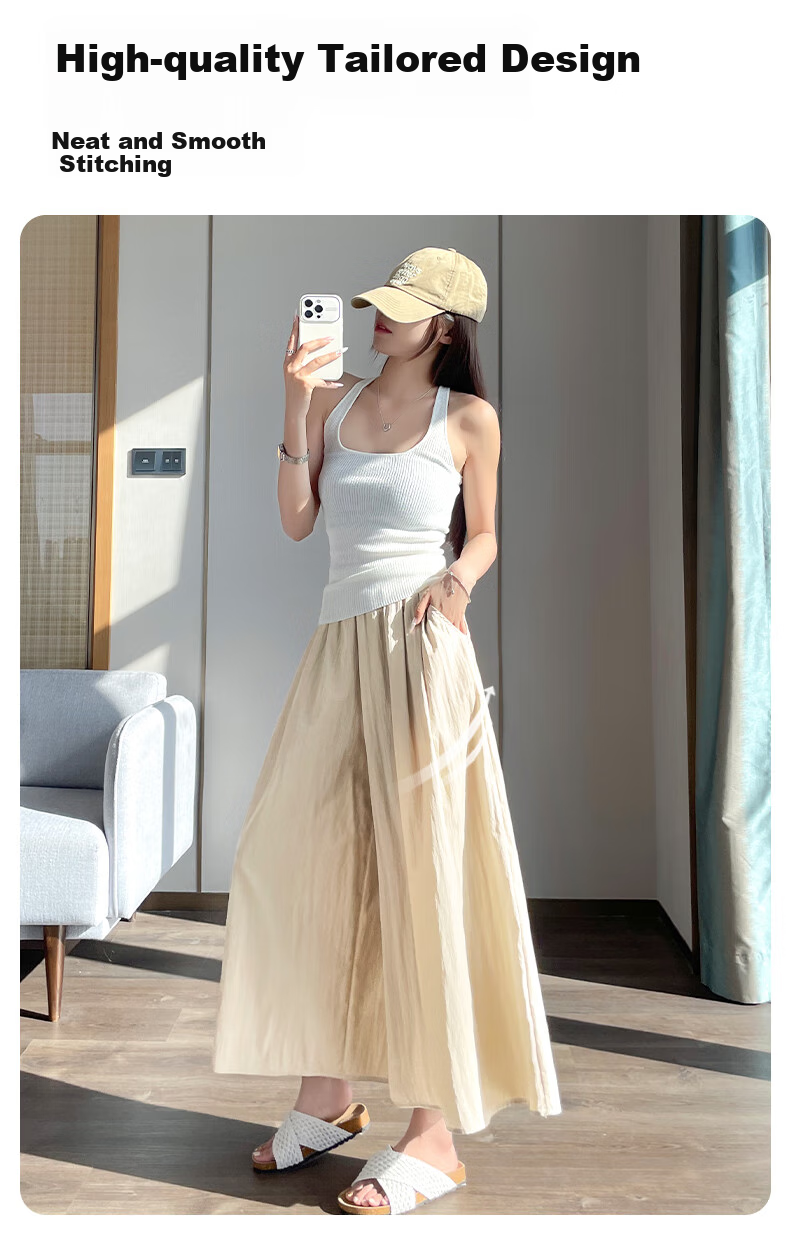 MJ STYLE Wide-Leg Pants Skirt for Women, 2026 Summer Thin Cool Breathable A-Line Plus Size Skort for Curvy Wome 8