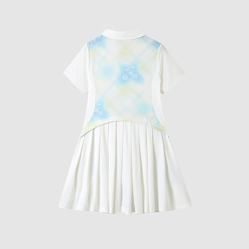 Annil Girls' Short-Sleeve Sun Protection Dress, New Style for Summer 2025, Yellow And Blue Floral Pattern, Size 120