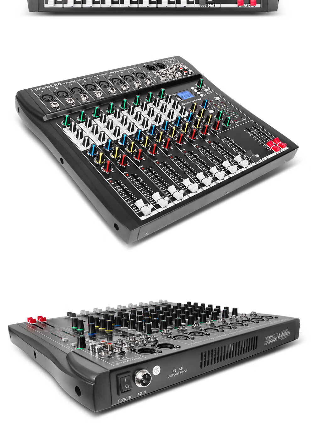 Depusheng DT8 Professional 8-Channel Mixer Stage Performance Video Conference Training Recording Live Singing Reverb USB Bluetooth MP3 Playback Multi-Channel Control Outdoor with Effects Equalizer 15