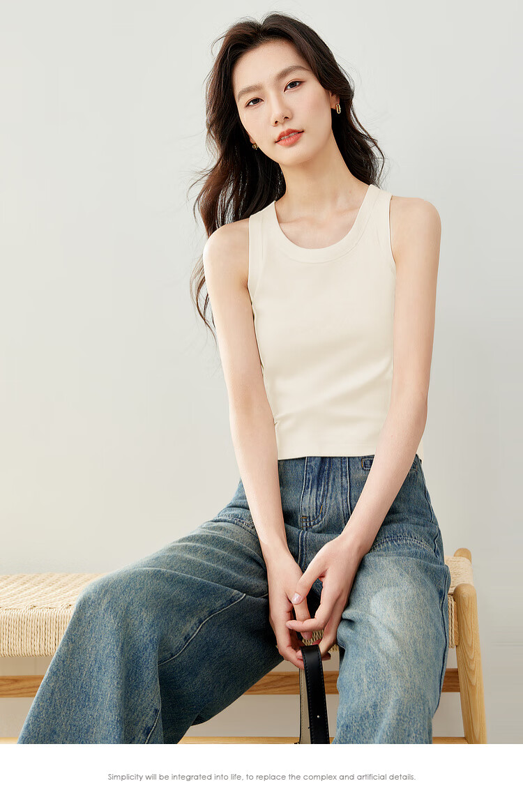 Fansiman White Tank Top Women's Inner Wear 2026 Summer Outerwear Slim Knit Top Apricot L 20