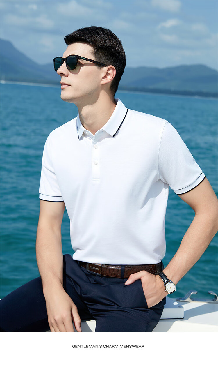 Antonio 55% Mulberry Silk Cooling Breathable High-End Short Sleeve Polo Shirt Men Summer Knitted Business Casual T-Shirt Top 21