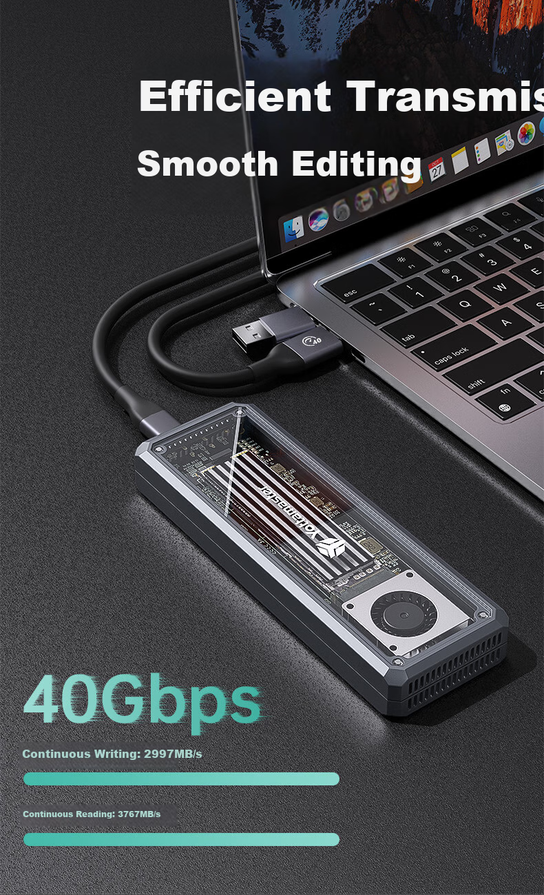 Yottamaster SSD Enclosure USB4 40Gbps M.2 Hard Drive Case Compatible with Thunderbolt 4/3, Suitable for Computers And Laptops, External Hard Drive Enclosure 8