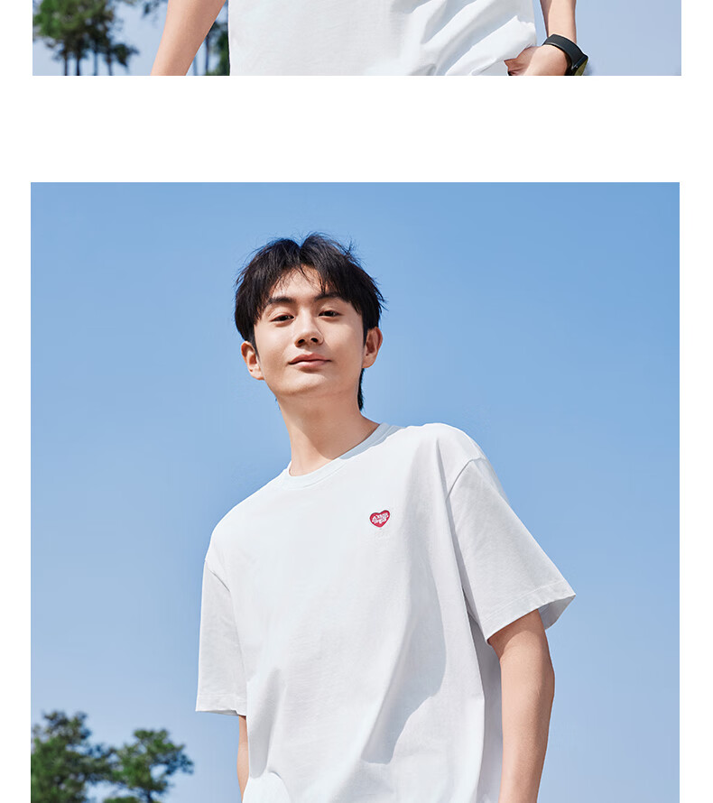 PEAK Men's Summer Short Sleeve Pure Cotton Casual Loose Breathable Outdoor Xinjiang Cotton Sports Base T-Shirt DF652430 77