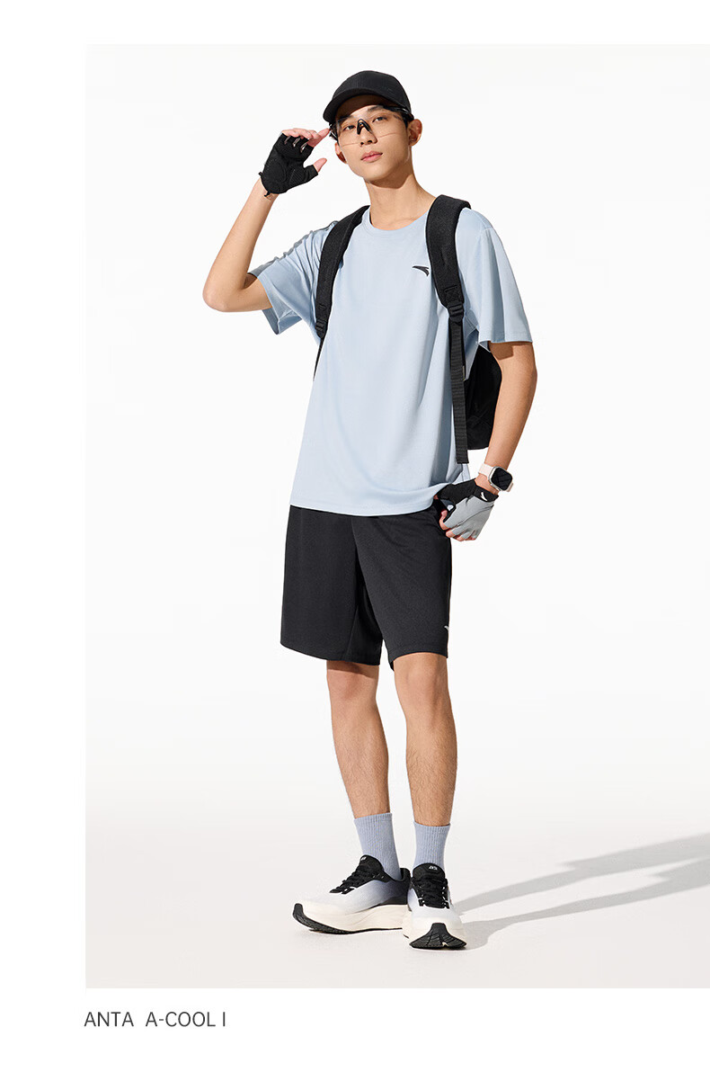 Anta Quick-Dry Set | Men's Summer Sports Short Sleeve T-Shirt and Shorts Two-Piece Moisture-Wicking Breathable Running Fitness Training Suit 11