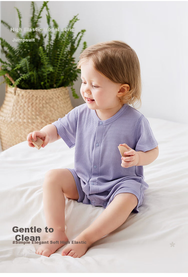 Babylove Summer Modal Lightweight Breathable Baby Romper Short Sleeve Onesie for Boys And Girls, Home Wear Clothing 2