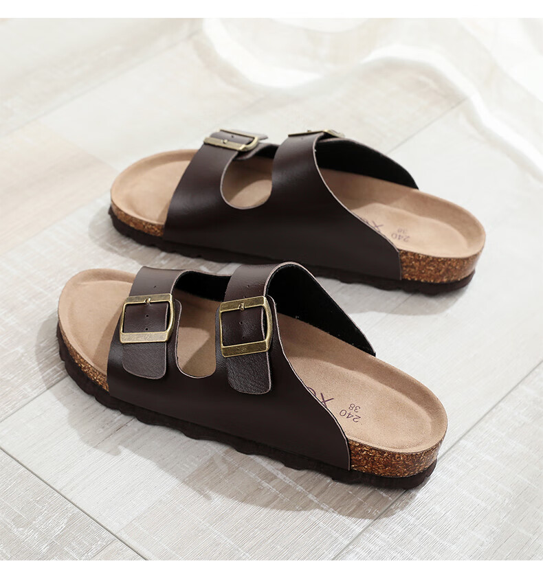 XGGC Cork Slippers for Men, Summer Trendy Non-Slip Thick-Soled Couple's Slide Sandals, Women's Outdoor Wear, White, Size 36 11