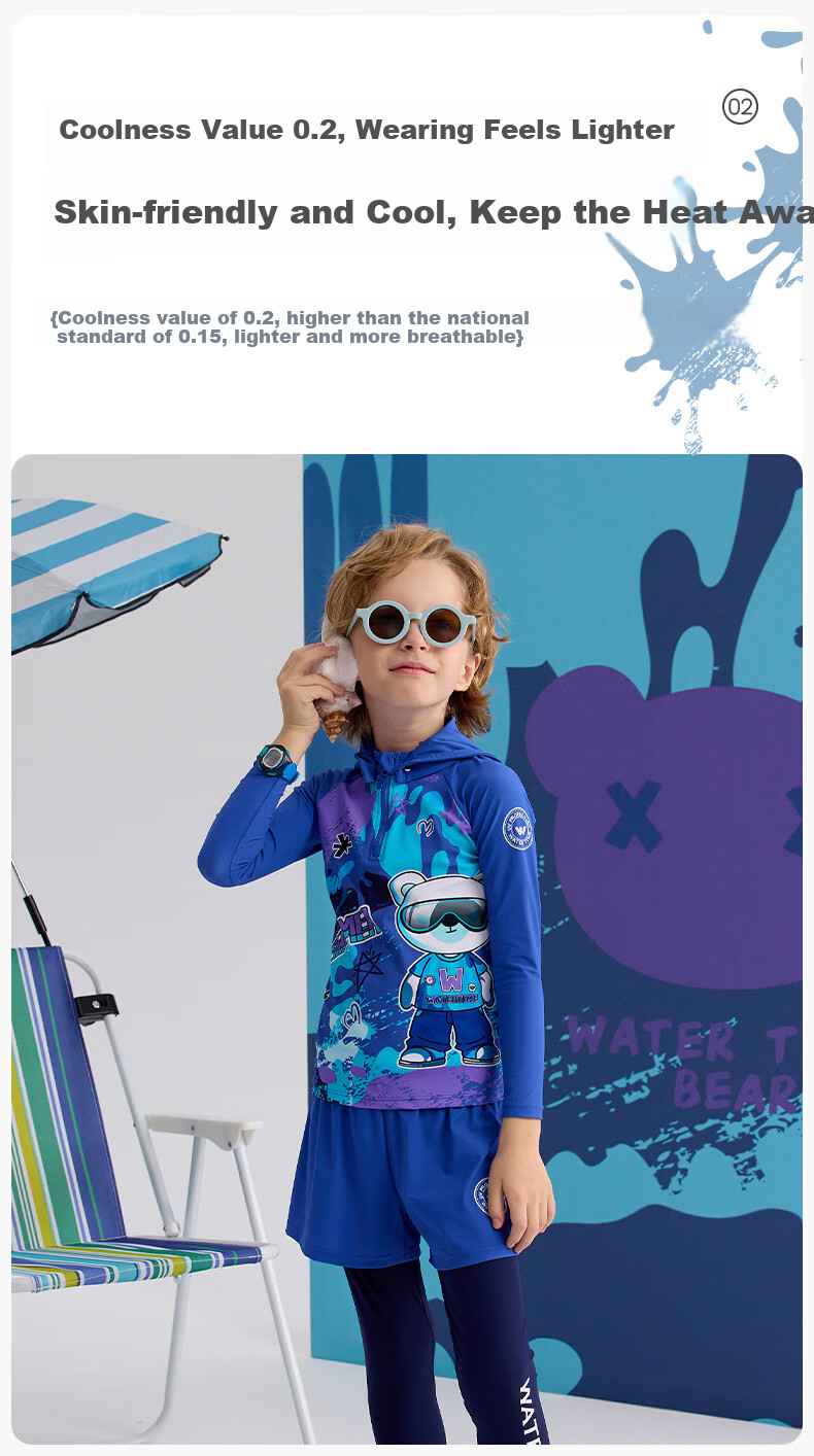 WATERTIME / Shuichuan Children's Swimwear for Boys, New Style Long-Sleeve And Long Pants, Diving Hot Spring Warm Quick-Dry Sun Protection Suit 3