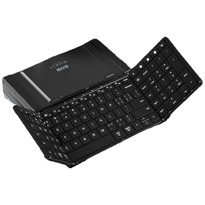 BOW Hangshi HB320 Wireless Bluetooth Foldable Keyboard, Large Size, Compatible with IPad, Tablets And Smartphones, Universal Office Keyboard with Rechargeable Battery, 104 Keys, Black