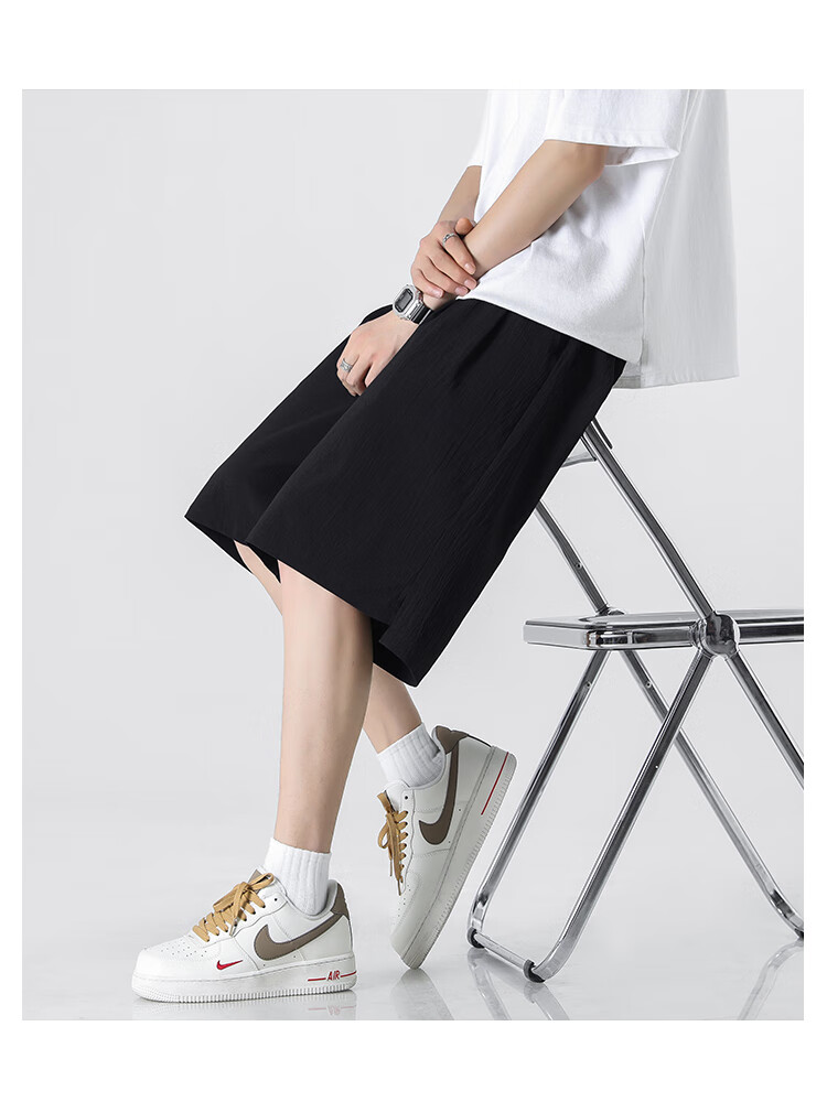 Dingfengbaoluo Summer Ice Silk Men's Loose Fit Comfortable Breathable Casual Sports Five-Point Shorts HZ21 Dark Gray 3XL 5