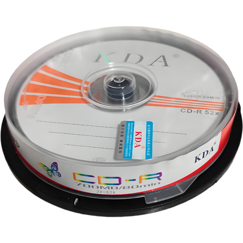KDA CD-R Office Series, 52x Speed, 700MB Discs, Blank CDs, Recordable Discs, Optical Disks, 10 Pieces in A Barrel, CD Discs, Recording Media