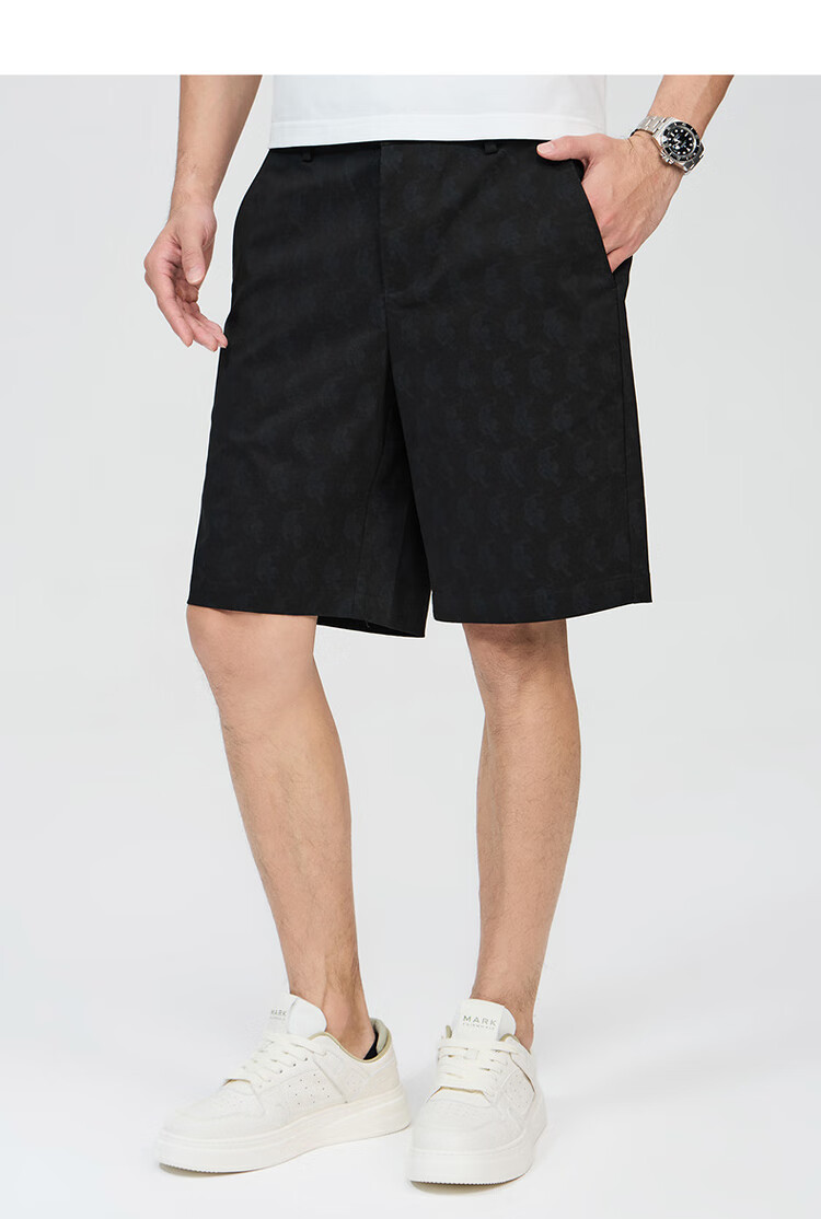 DANCING WOLVES [Comfortable Cotton Spandex] Summer Fashion Tiger All-Over Print Versatile Stretchy Men's Casual Shorts, 001 Black, Size 33 10