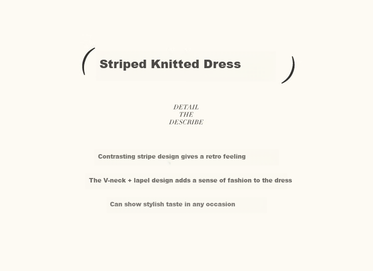 Dme Meilad Style Autumn And Winter Knitted Striped Straight Dress, Gentle And Sweet, Slimming And Youthful Women's Dress, Dark Coffee, S 1