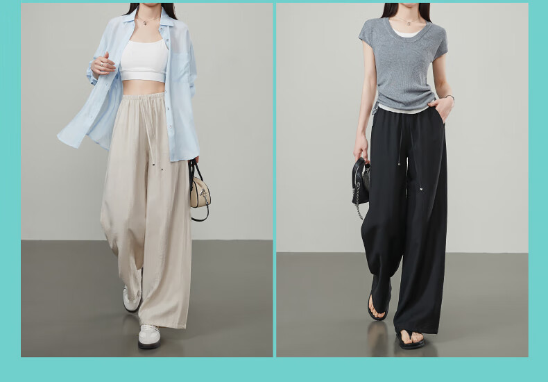 ESE-Y Ice Linen Wide-Leg Pants for Women, New Summer 2025 Style, Linen Light-Weighted Outfit, Yamamoto White Straight-Leg Pants, Beige, Size 30 16