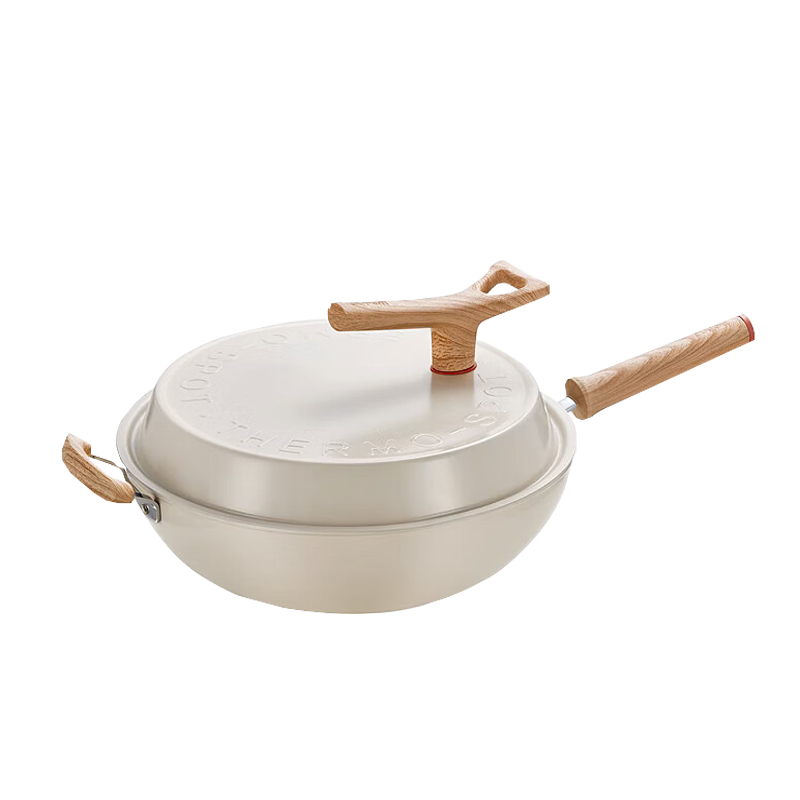 SUPOR Wok with Red Heat-Resistant Non-Stick Coating, Lightweight And Wear-Resistant, Low-Smoke Cooking Pan for Induction Cookers, Gift Box Packaging, QL1