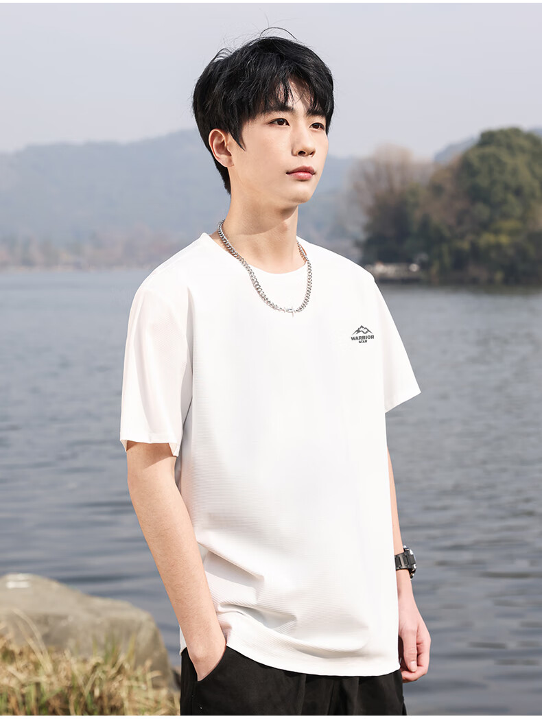 Huili Men's Short-Sleeve T-Shirt, Summer Ice Silk Breathable Quick-Dry Half-Sleeve T-Shirt, Loose-Fitting Cool Running Fitness Wear 7
