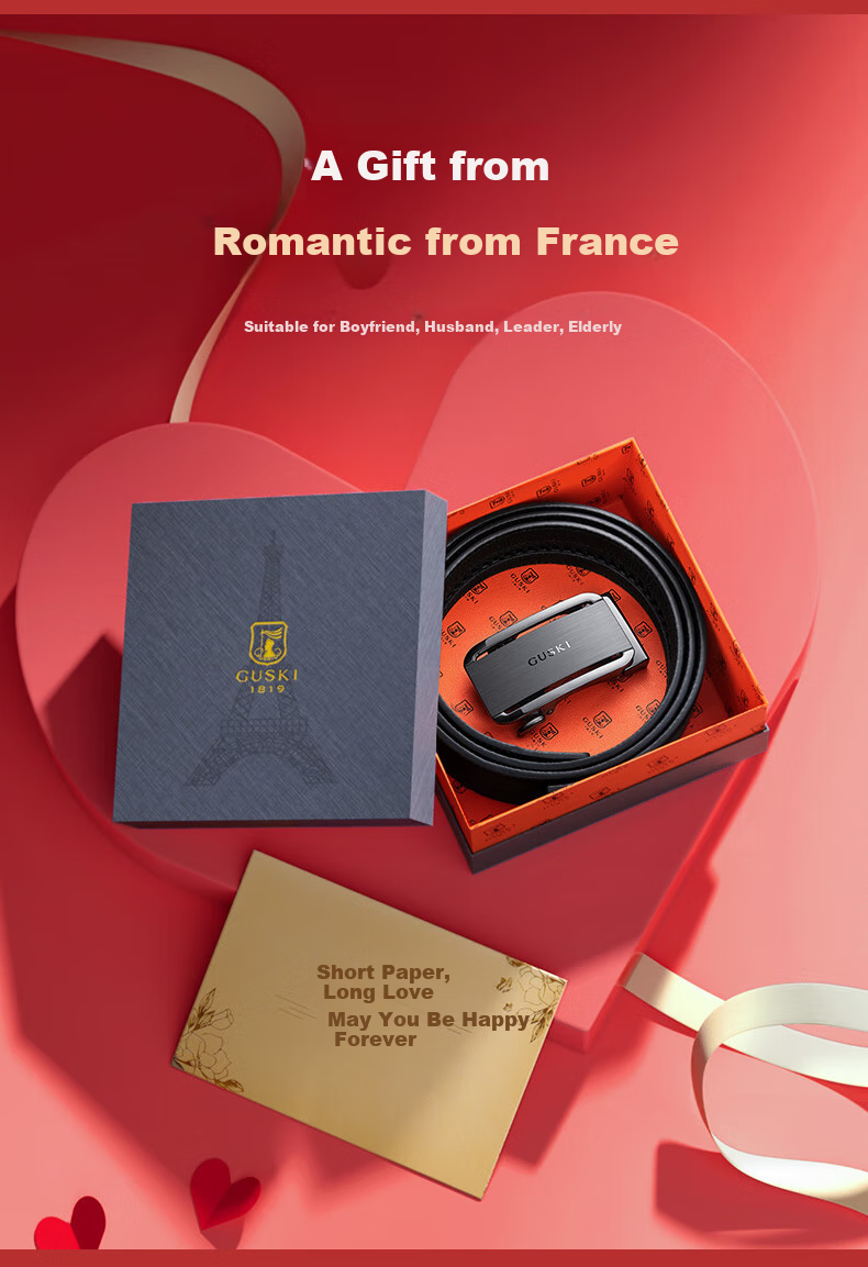 GUSKI Brand Men's Leather Belt with Automatic Buckle, High-End Business Waistband in Gift Box, Birthday Present for Boyfriend Or Husband 3
