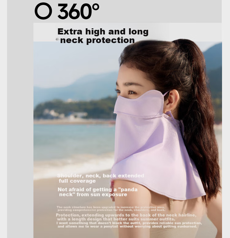 Beneunder Ice Silk Sun Protection Face Mask for Women, Neck Guard, UV Protection, High-Quality, Breathable Sunshade Face Cover for Summer Cycling 3