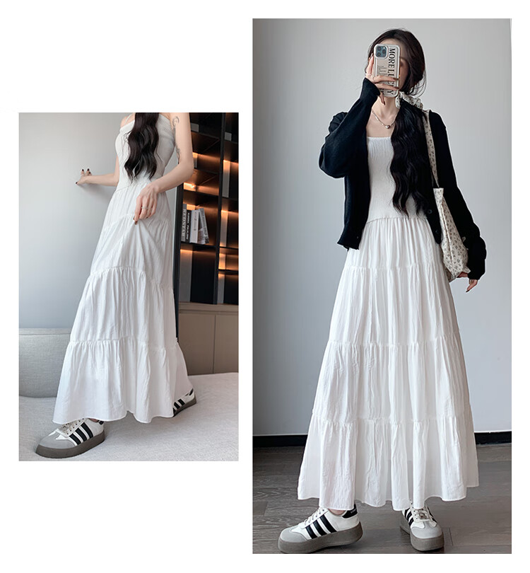Ziyouxi White Cake Skirt for Women, Spring And Summer 2026 New Style, High-Waisted Long A-Line Skirt, Gentle Loose Puffy Skirt 7