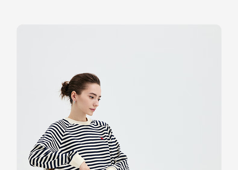 Navikail Italian Small Sailboat Women's Cotton Loose Long Sleeve Sweatshirt Striped Crew Neck T-Shirt 2315005501 Red White L 11
