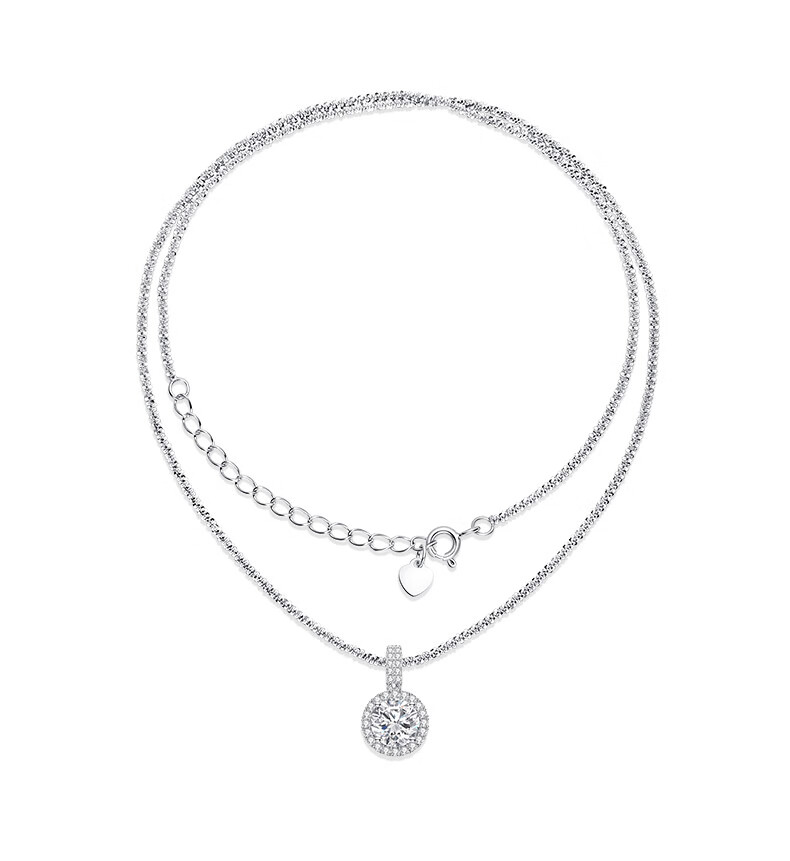 CHOW TAI SENG Dazzling Starry Sky Necklace, Pure Silver S925, Ice Crystal Light Luxury Classic Sweater Chain, Birthday Gift for Girlfriend 2