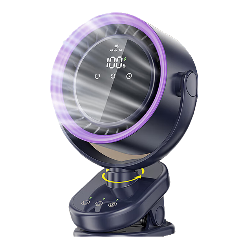 CRENOV [9-Blade Oscillating Fan] Desktop Mini Fan, Quiet Office Fan, Oscillates for Dorm Bed Use, USB Electric Fan for Cooling, Clip-On Wall-Mounted Fan, Small Kitchen Fan, Bedside Rechargeable Desktop Fa