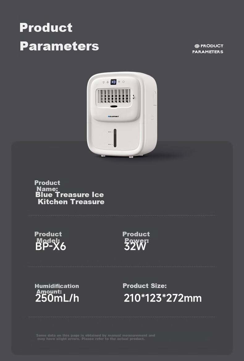 BLAUPUNKT Ice Mist Fan, Kitchen Electric Fan, Home Kitchen Cooling Device, Specialized Small Water-Cooled Air Conditioner Fan, Humidifying Fan, Cold Wind Machine, No Ice Crystal, Energy-Saving, Low Noise, Detachable And Washable, Wall-Mounted X6 17