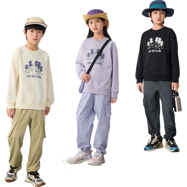 BALABALA Children's Clothing, Kids' Long-Sleeve Sweatshirt, Boys And Girls Spring Wear, Round Neck, Loose-Fitting Comfortable Top, 208125121206