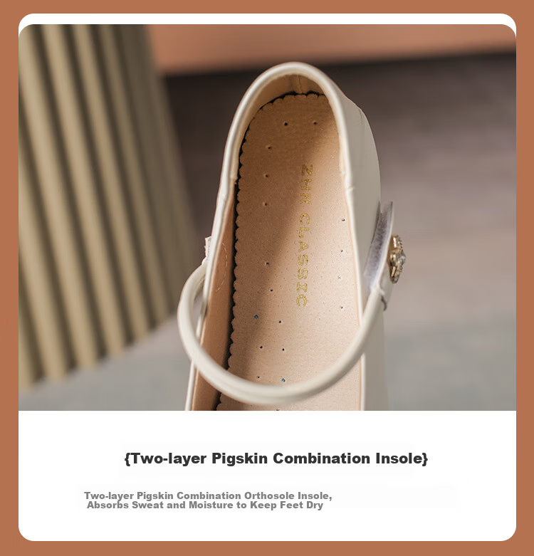 ZHR Women's Single Shoes Elegant One-Strap Mary Jane Shoes with Chunky Heel Fashionable Women's Shoes AH506 Apricot Color Size 36 11