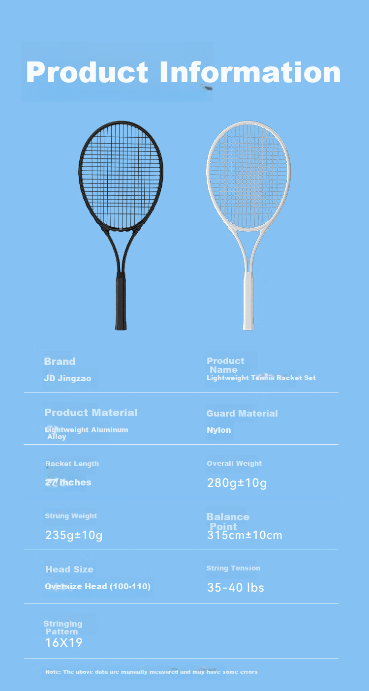 JD Original Xiaohexiaopai Tennis Racket Training Set, Single Beginner Entry-Level Tennis with Rope Rebound Trainer 6