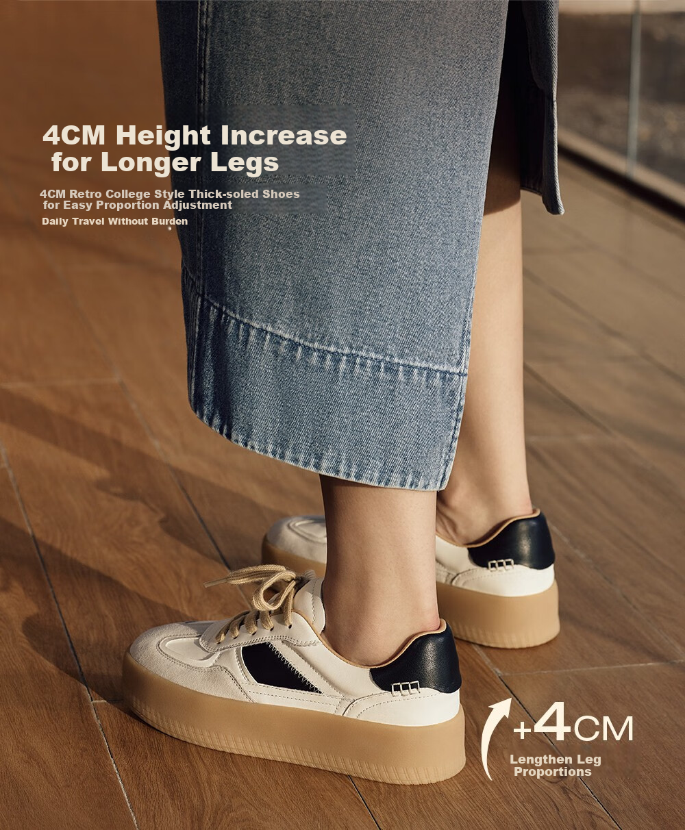 73Hours Celebrity-Inspired Women's Shoes, New Casual Style for Travel, Color-Block Platform Round-Toe Dexun Shoes, Fashionable 3