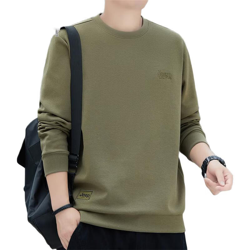 JEEP SPIRIT Men's Sweatshirt, Round Neck, Autumn And Winter Jacket, Men's Long-Sleeve T-Shirt, Loose Casual Trendy Clothing