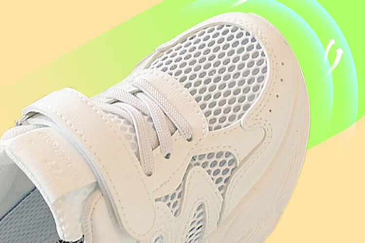 Warrior Children's White Mesh Shoes, Boys And Girls Running Shoes with Velcro Straps, WZ(CL)-0990, White, Size 37 4
