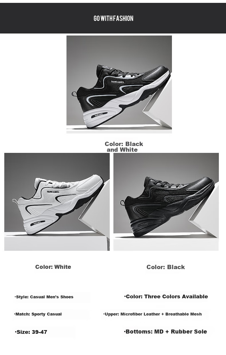 VANCAMEL Men's Running Shoes, Spring Lightweight Casual Hiking Shoes, Outdoor Sports Shoes for Men, 005W White, Size 41 6