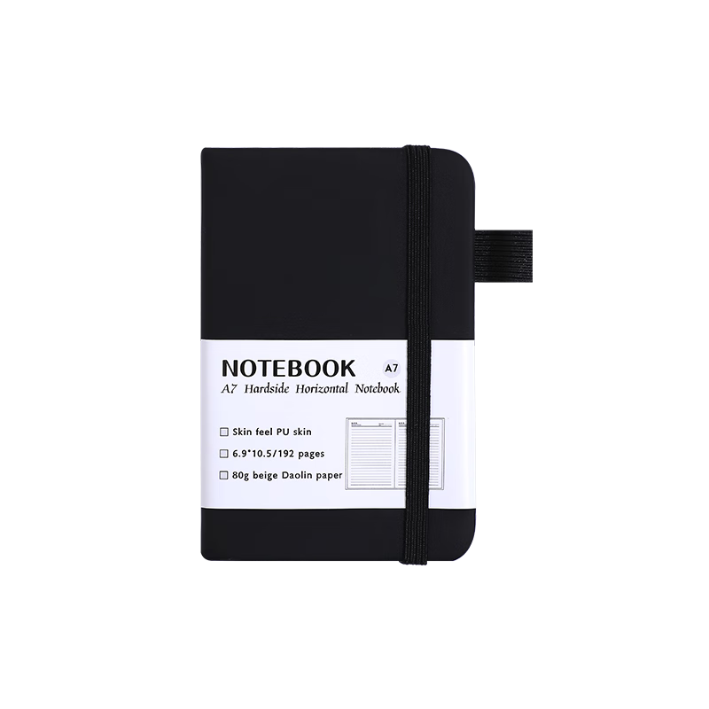 Jiaranheng A7 Strap Portable Notebook, Small Pocket Notebook, Vocabulary Notebook, Diary, Mini Compact Travel Notebook, Small Pocket Journal, Black