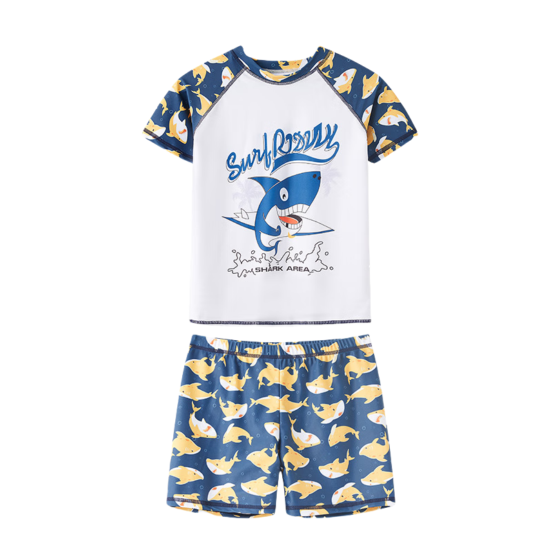 Babyprints Kids Swimwear Set Boys Two-Piece Short Sleeve Swimsuit and Swim Shorts 3XL