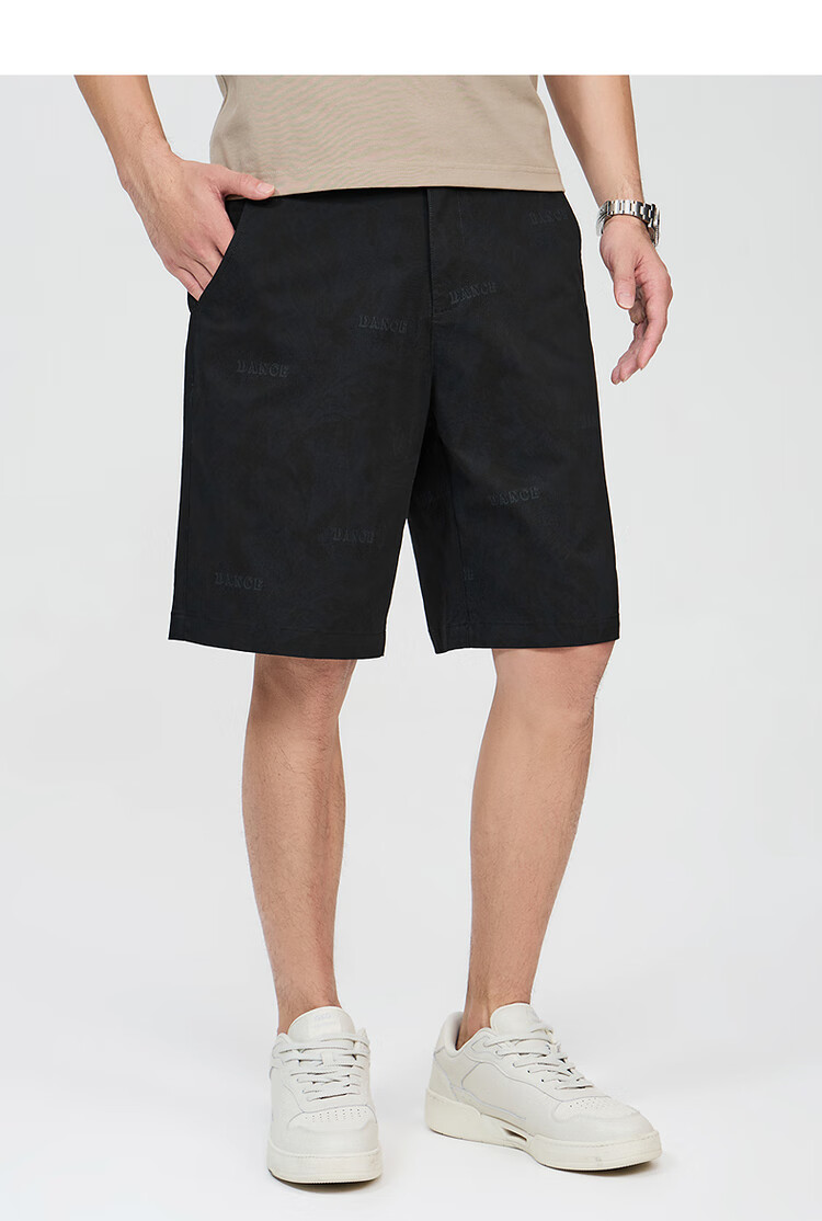 DANCING WOLVES [Comfortable Cotton Spandex] Summer Versatile Trendy All-Over Letter Print Breathable Men's Casual Shorts, 701 Khaki, Size 35 8