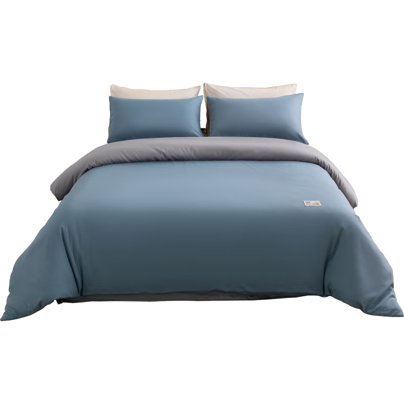Hengyuanxiang Pure Cotton Four-Piece Set, Class A Antibacterial, 100% Pure Cotton Bed Sheet, Duvet Cover, Pillowcases, Bedding Set, Sky Blue (Duvet Cover 200*230cm)