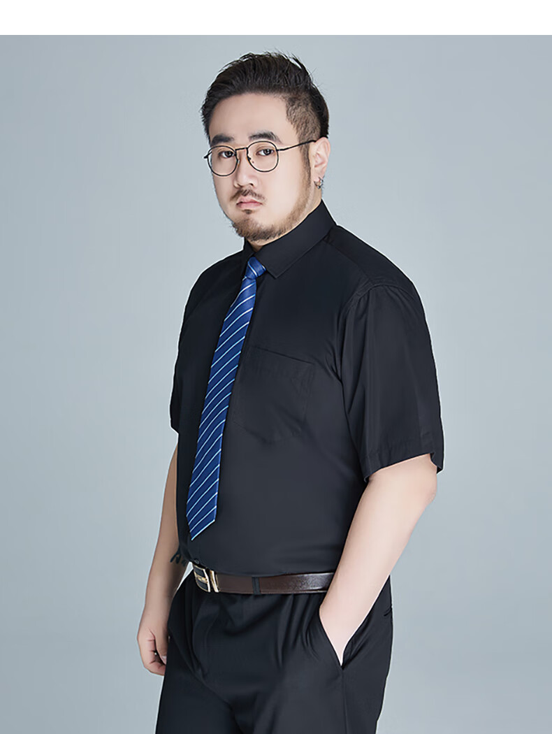 Ayoupang Summer Short-Sleeve Large-Size Pure Cotton Shirt, Loose-Fitting Business Formal Wear, Breathable Comfortable All-Cotton Casual White Shirt for Me 11