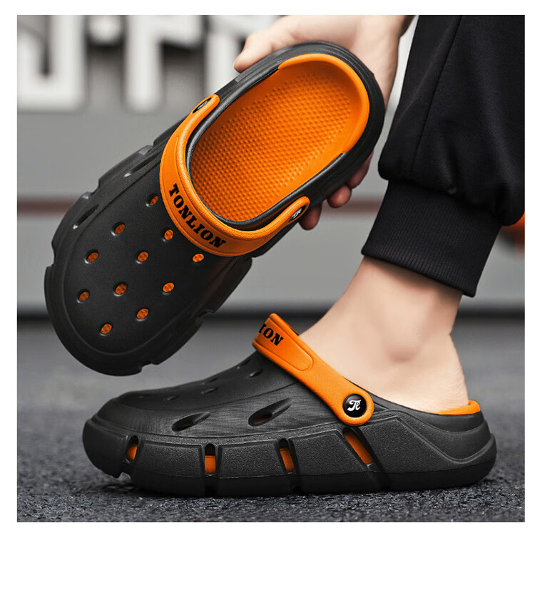 TonLion Perforated Shoes, Men's Summer Outdoor Sandals, Casual Couple Style Beach Slippers, Beige Brown, Size 38/39 16